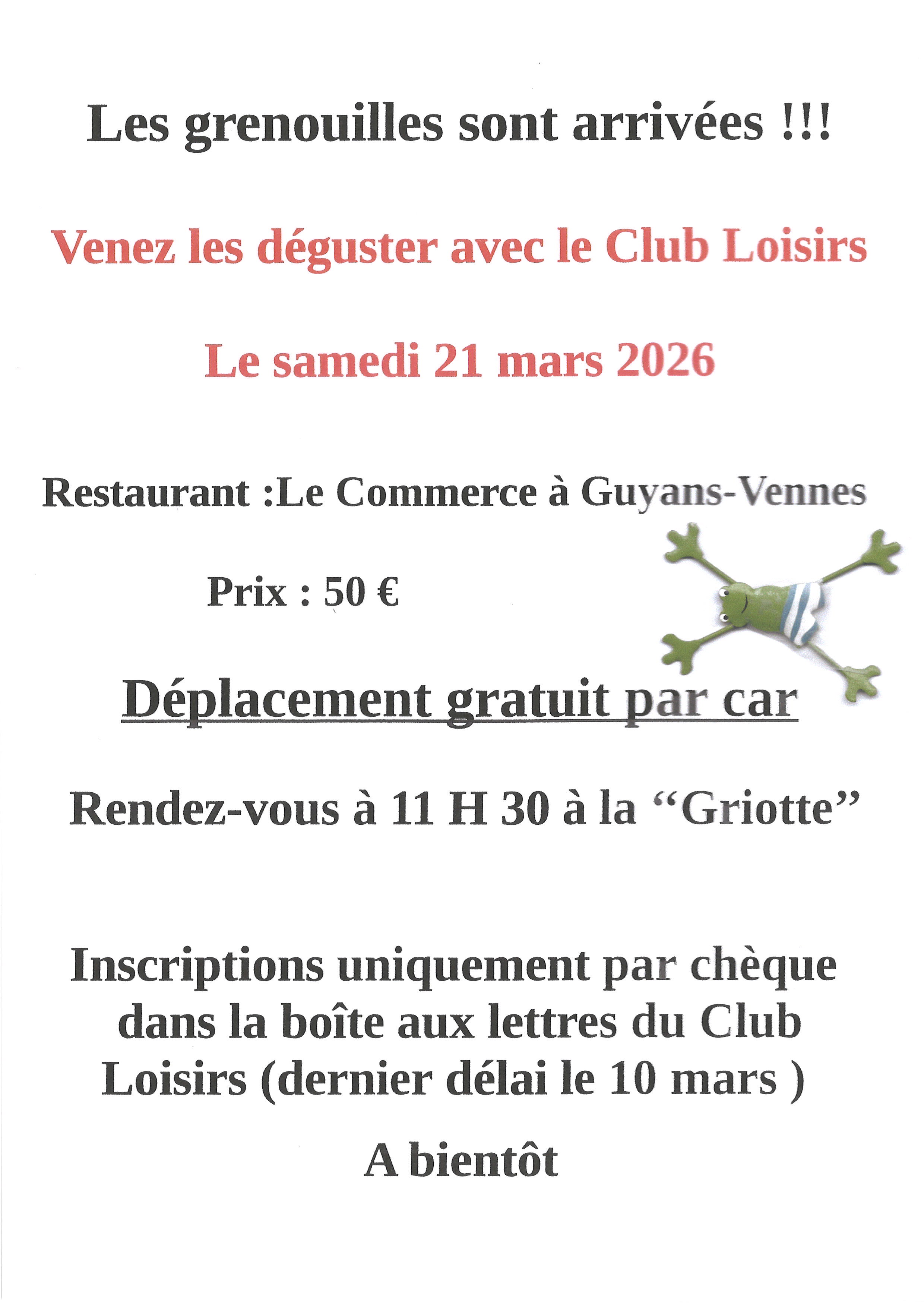 Club Loisirs Sortie Grenouilles