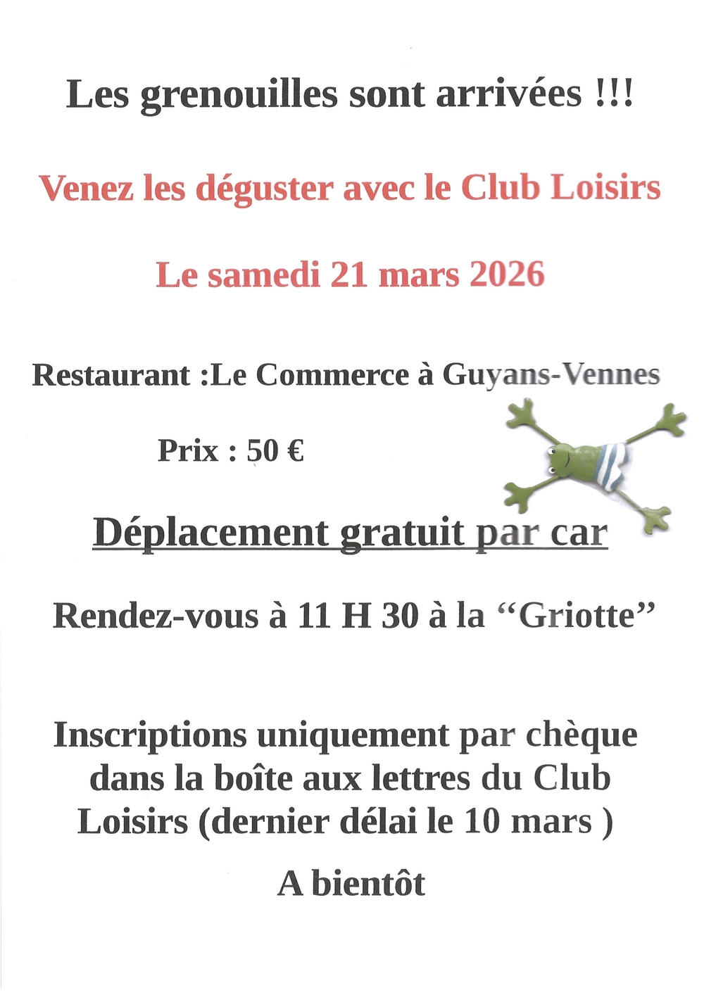 Club Loisirs - Sorties Grenouilles