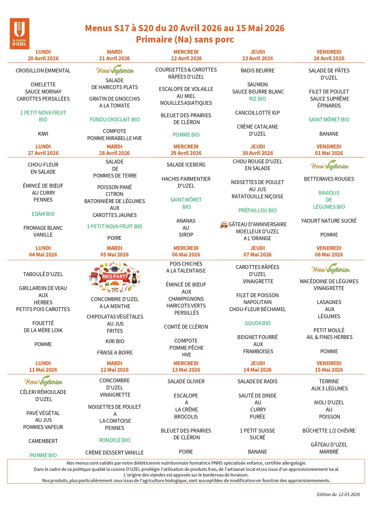 Menus Primaire Sans Porc Du 20.04 Au 15.04.2026 Page 0001