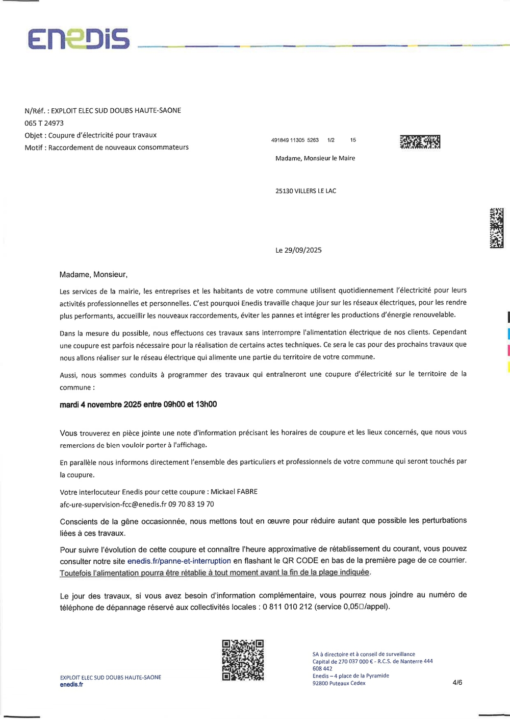 [ENEDIS - COUPURE ÉLECTRICITÉ]