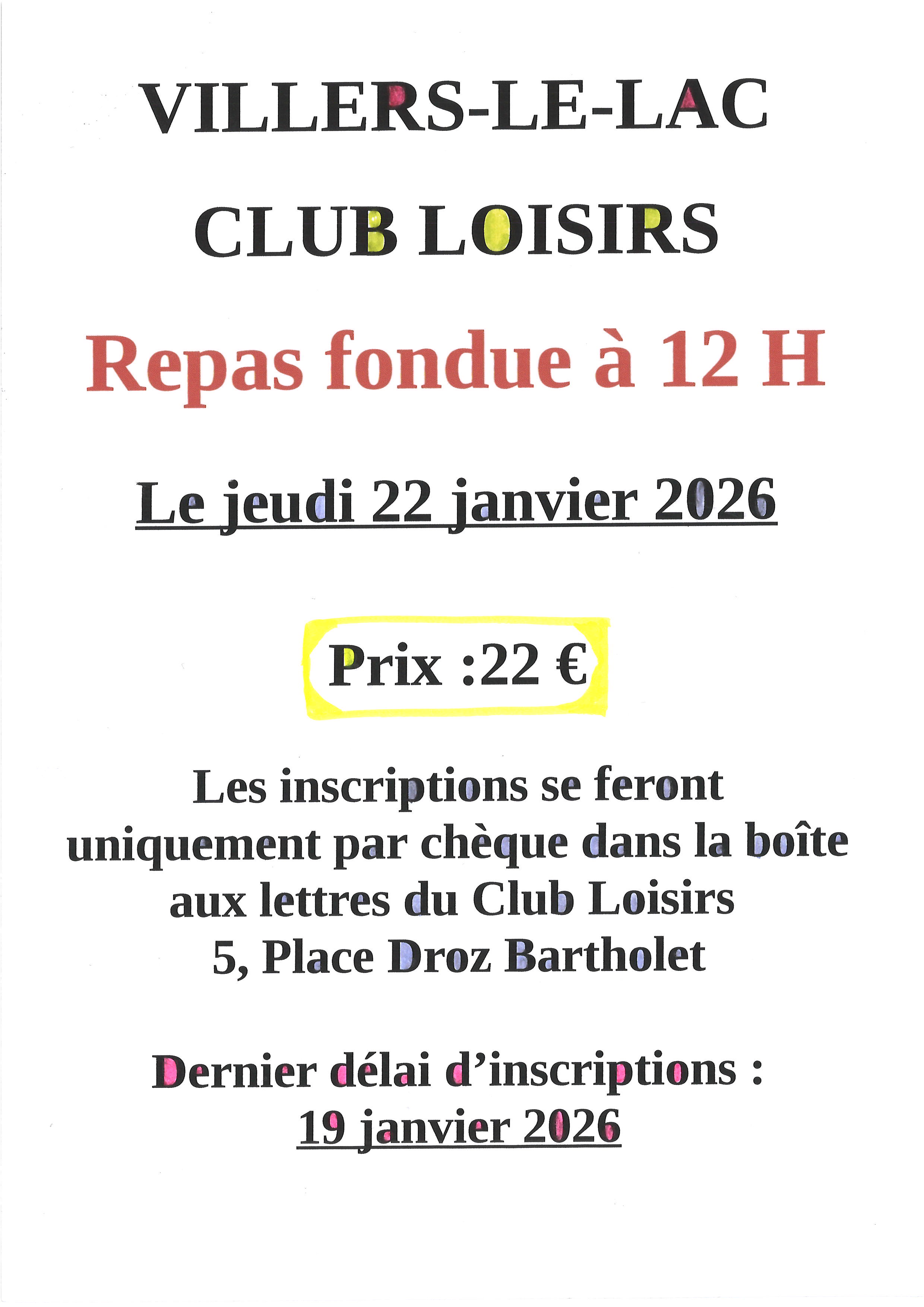 Club Loisirs   Fondue