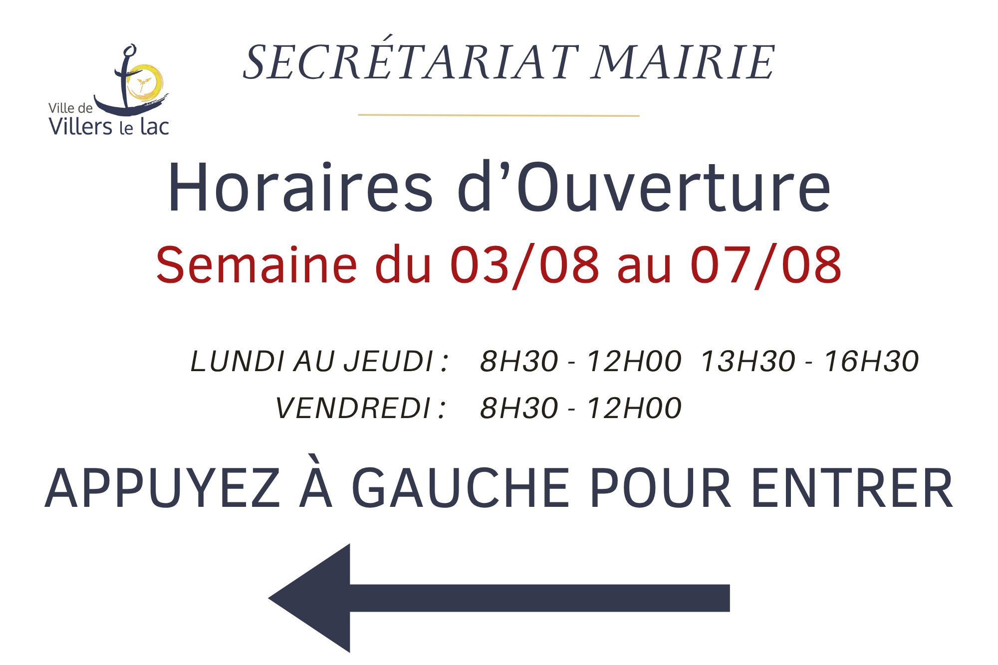 Horaire Secrétariat Vacances