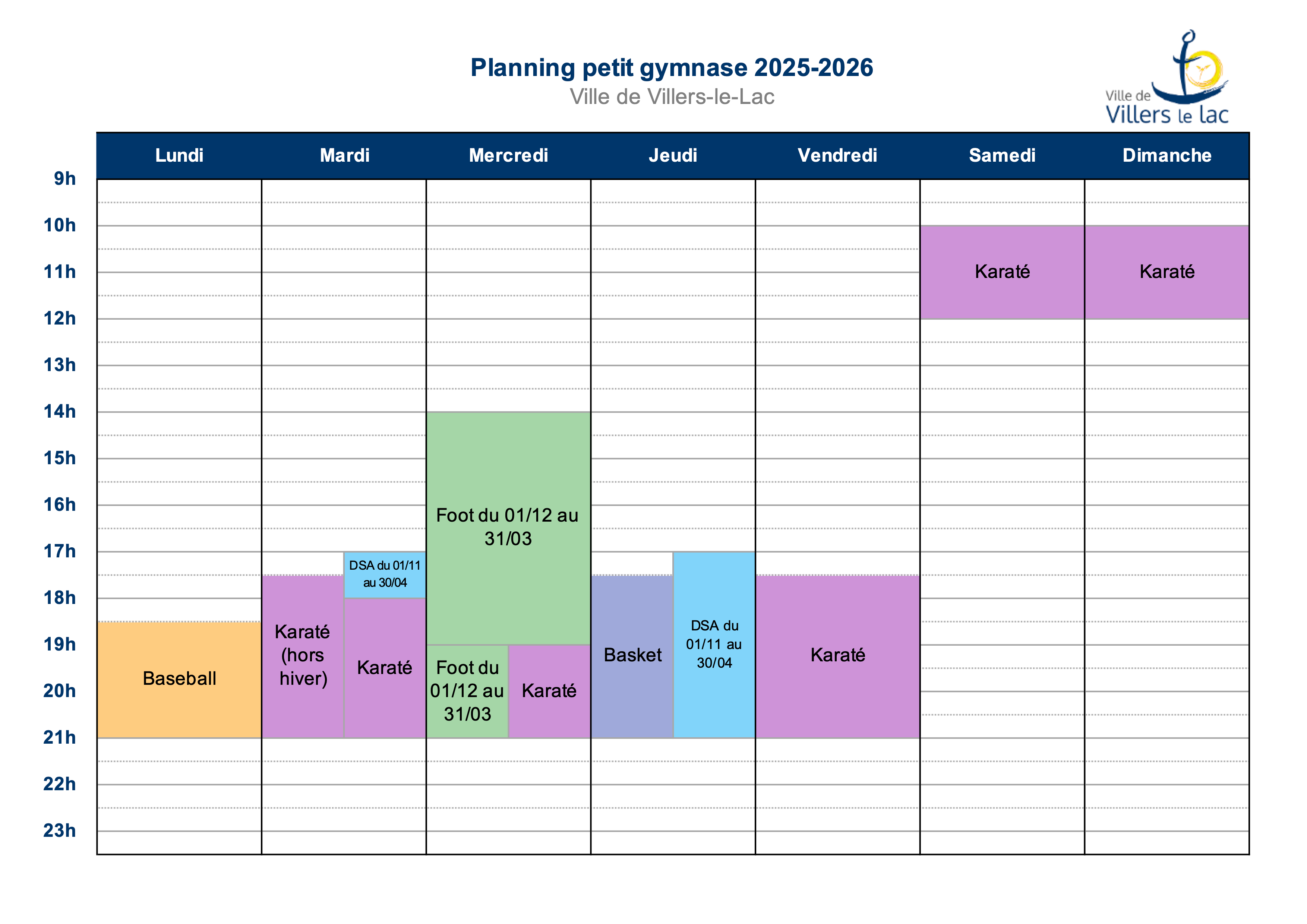 Planning Petit Gymnase 2025 2026