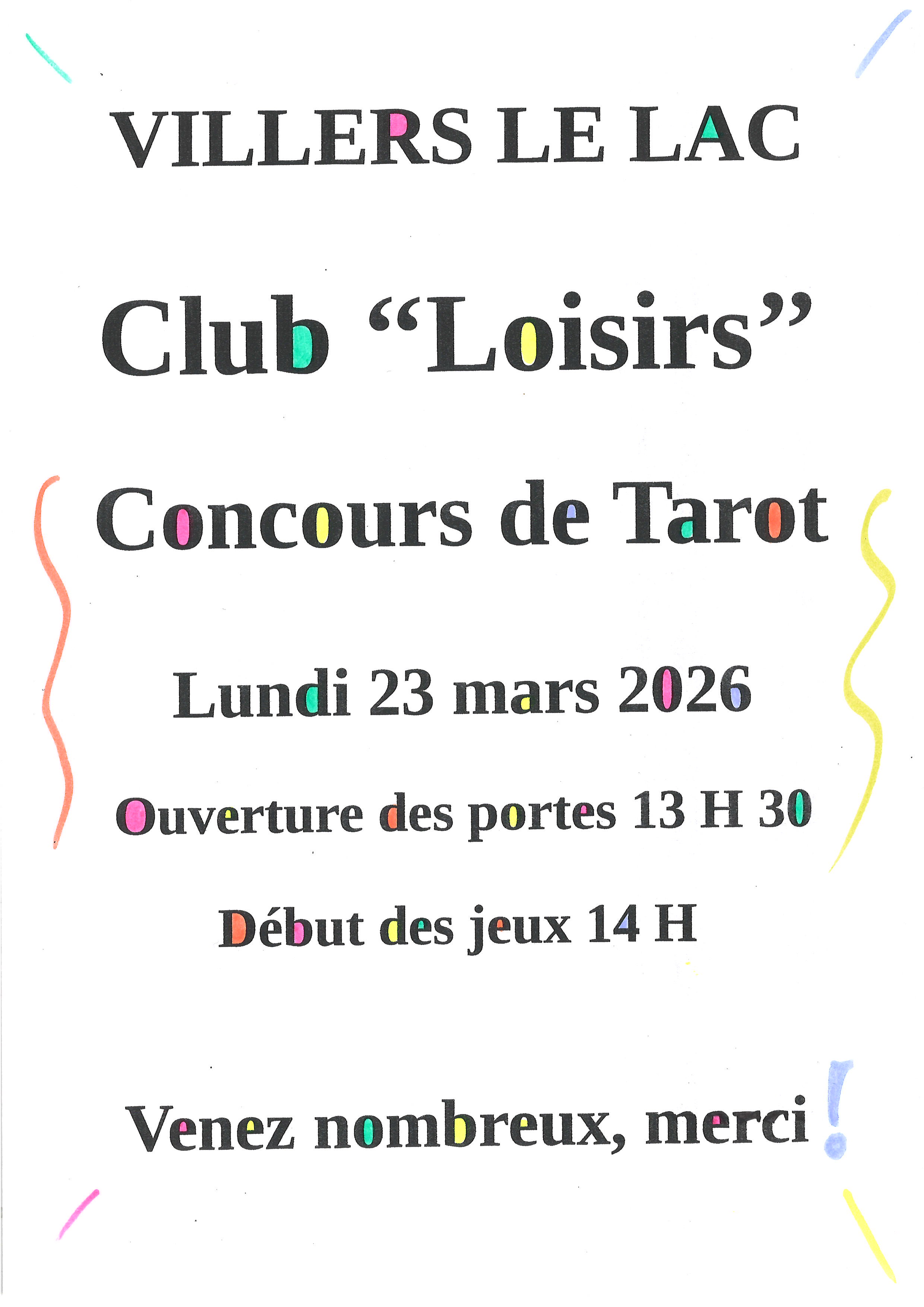 Club Loisirs Tarot 23 Mars