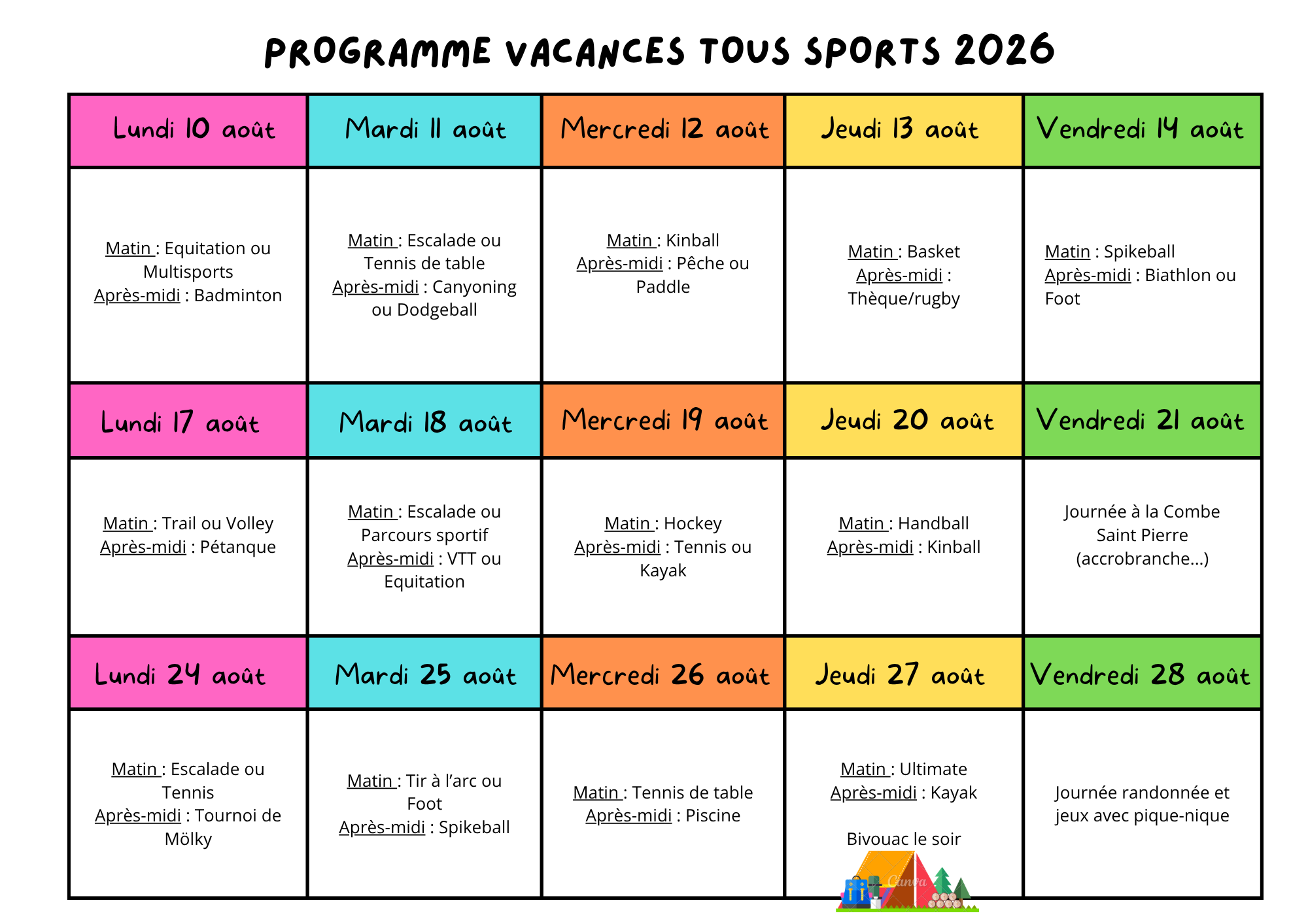 Programme Vts 2026