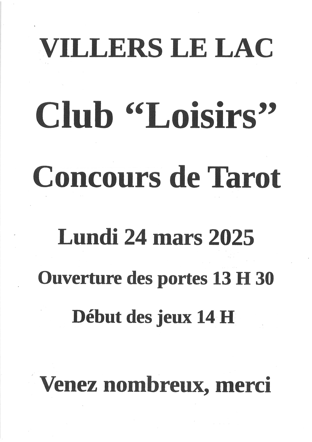 Concours de Tarot - Club Loisirs 
