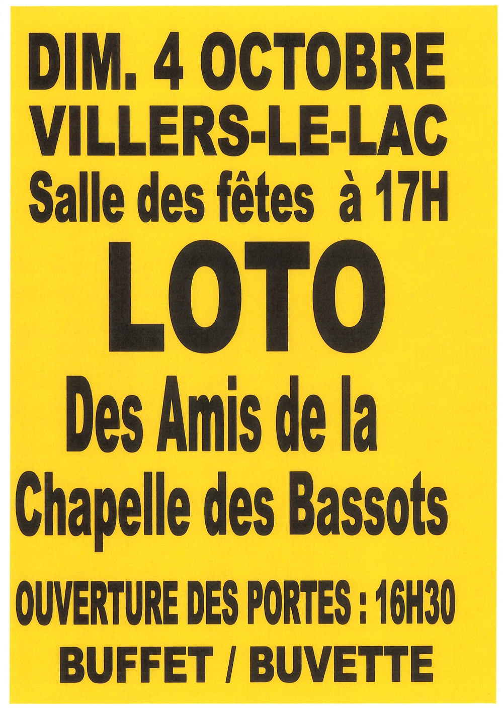 LOTO des Amis de la Chapelle des Bassots